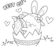 Coloriage Lapin de p&acirc;ques avec son meilleur cadeau