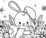 Coloriage et dessins gratuit Lapin de P&acirc;ques b&eacute;b&eacute; serrant un &oelig;uf à imprimer