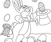 Coloriage Lapin de P&acirc;ques comme magicien