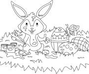 Coloriage Lapin de P&acirc;ques content
