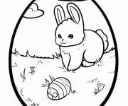 Coloriage Lapin de P&acirc;ques dans une petite image
