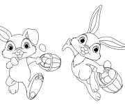 Coloriage Lapin de P&acirc;ques de cartoon &agrave; colorier