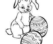Coloriage Lapin de P&acirc;ques d&eacute;j&agrave; pr&ecirc;t pour la fete