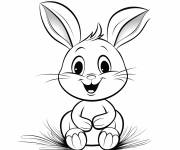 Coloriage Lapin de P&acirc;ques dr&ocirc;le de bande anim&eacute;
