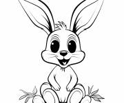 Coloriage Lapin de P&acirc;ques dr&ocirc;le de dessin anim&eacute;