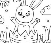Coloriage lapin de p&acirc;ques &eacute;clos dessin&eacute; &agrave; la main cp