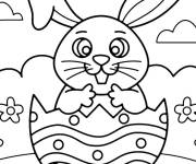 Coloriage lapin de p&acirc;ques &eacute;clos en couleurs