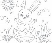 Coloriage Lapin de p&acirc;ques &eacute;clos en ligne