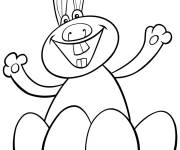 Coloriage Lapin de P&acirc;ques en attendant que les oeufs seront d&eacute;cor&eacute;s