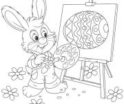 Coloriage Lapin de P&acirc;ques en dessinant un oeuf