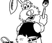 Coloriage Lapin de P&acirc;ques en noir et blanc