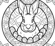 Coloriage Lapin de P&acirc;ques et &oelig;ufs d&eacute;taill&eacute;s