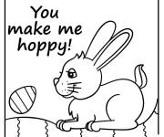 Coloriage Lapin de P&acirc;ques heureux