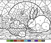 Coloriage Lapin de P&acirc;ques num&eacute;rot&eacute;