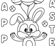 Coloriage Lapin de p&acirc;ques ouvrant ses bras