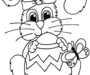 Coloriage Lapin de P&acirc;ques pour souhaiter une joyeuse f&ecirc;te