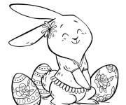 Coloriage Lapin de P&acirc;ques satisfait
