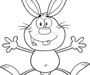 Coloriage Lapin de P&acirc;ques saute de joie