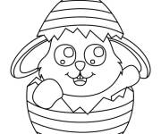 Coloriage Lapin de P&acirc;ques se cache dans un oeuf