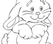 Coloriage Lapin de P&acirc;ques simple &agrave; colorier