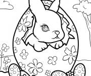 Coloriage Lapin de P&acirc;ques sortant d'un &oelig;uf de P&acirc;ques