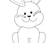 Coloriage Lapin de P&acirc;ques souriant