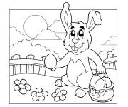 Coloriage Lapin de P&acirc;ques sous le soleil