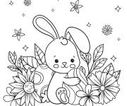 Coloriage Lapin de p&acirc;ques sous les &eacute;toiles de la nuit