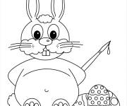 Coloriage Lapin de P&acirc;ques style dessin anim&eacute; avec un pinceau
