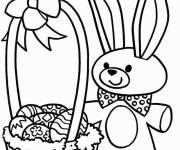 Coloriage Lapin de P&acirc;ques styl&eacute; style vectoriel