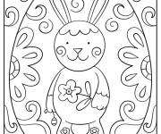 Coloriage Lapin de P&acirc;ques sur une carte de v&oelig;ux