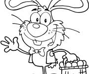 Coloriage Lapin de P&acirc;ques te salue