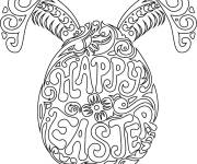 Coloriage Lapin de P&acirc;ques zentangle