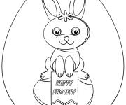 Coloriage Lapin en contour d'oeuf de P&acirc;ques