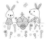 Coloriage Lapin et la journ&eacute;e des oeufs de p&acirc;ques
