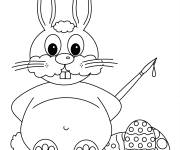 Coloriage Lapin joyeux et mignon de P&acirc;ques