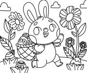 Coloriage Lapin kawaii de P&acirc;ques coloriable