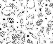 Coloriage Lapins aux motif de P&acirc;ques