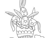 Coloriage Lapins de P&acirc;ques amus&eacute;s