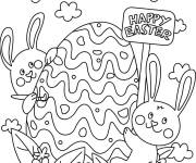 Coloriage Lapins de P&acirc;ques t&eacute;l&eacute;chargeable dessin