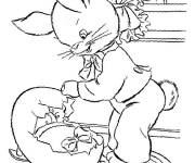 Coloriage Le lapin d&eacute;couvre que l&rsquo;oeuf de P&acirc;ques &eacute;clos