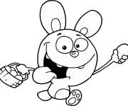 Coloriage Le lapin se sent heureux de trouver les oeufs de P&acirc;ques