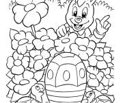 Coloriage Le lapins et ses amis les tortues trouvent un oeuf de P&acirc;ques