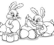 Coloriage Les Lapins on besoin de la peinture pour colorier les oeufs
