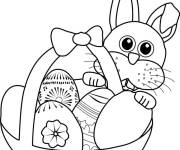 Coloriage Les yeux timides du Lapin de P&acirc;ques