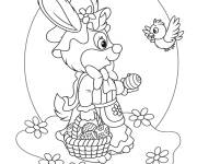 Coloriage Madame lapin de P&acirc;ques pour enfants