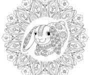 Coloriage Mandala de Lapin de p&acirc;ques complexe
