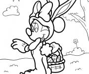 Coloriage Minnie Mouse en costume de lapin de P&acirc;ques