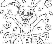Coloriage Mod&egrave;le de Lapin de P&acirc;ques sur carte de voeux