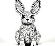 Coloriage Motif de lapin de P&acirc;ques vue de face